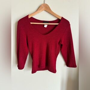 red shimmer light sweater